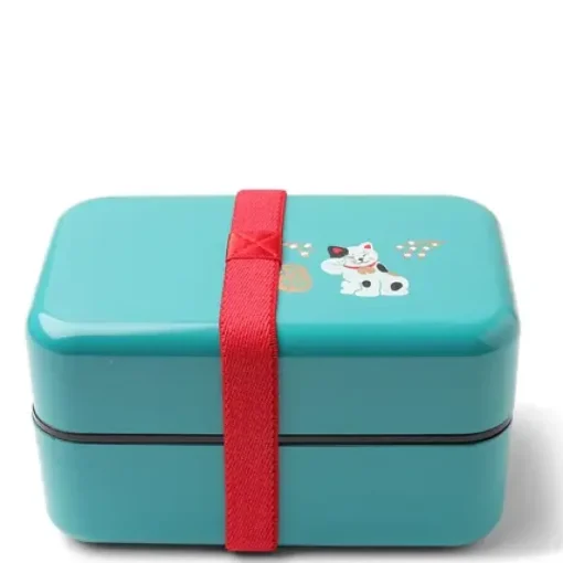 Bento Box Fortune Cat Teal Blue