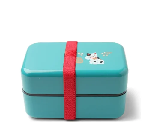 Bento Box Fortune Cat Teal Blue