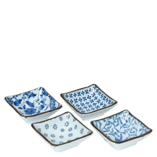 Blue & White 3.25" Sq. Sauce Dish Set
