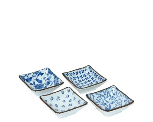 Blue & White 3.25" Sq. Sauce Dish Set