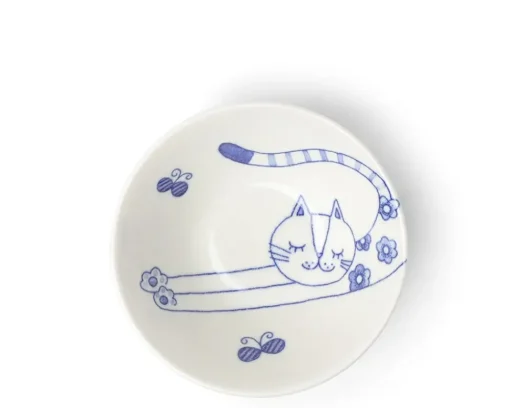 Blue & White Cat 4.5" Rice Bowl