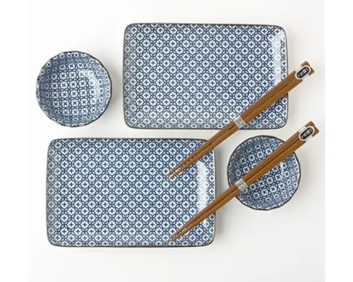 Blue & White Cross Sushi Set