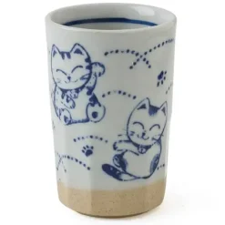 Blue Fortune Cat Cup 9 Oz