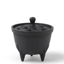 Incense Holder Cast Iron Black Flower Petal