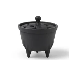 Incense Holder Cast Iron Black Flower Petal