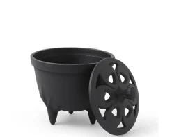 Incense Holder Cast Iron Black Flower Petal