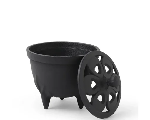 Incense Holder Cast Iron Black Flower Petal