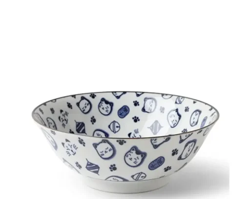 Maneki Neko Blue 7.75" Bowl