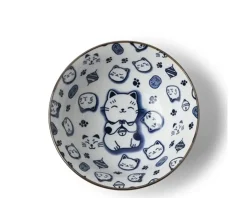 Maneki Neko Blue 5.75" Bowl