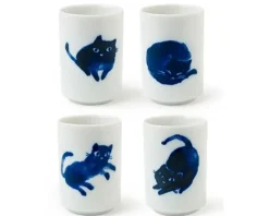 Midnight Blue Cat Cup Set