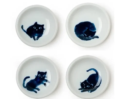 Midnight Blue Cat Dish Set
