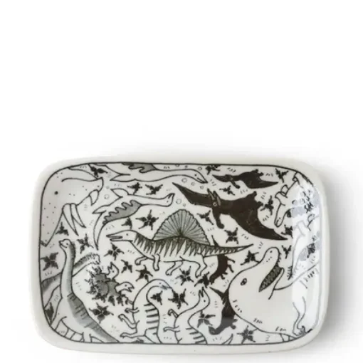 Plate Rectangle Happy Dinosaurs
