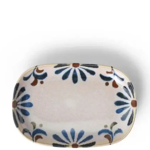 Rustic Blue Floral Rectangle Plate