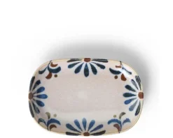 Rustic Blue Floral Rectangle Plate