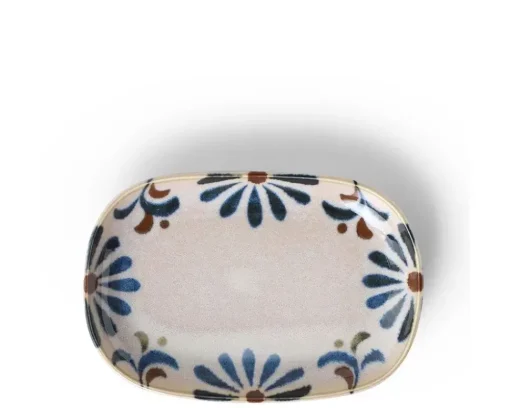 Rustic Blue Floral Rectangle Plate
