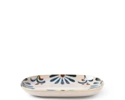 Rustic Blue Floral Rectangle Plate