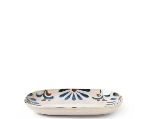 Rustic Blue Floral Rectangle Plate