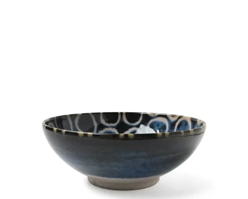 Rustic White Circles 8.5" Shallow Bowl