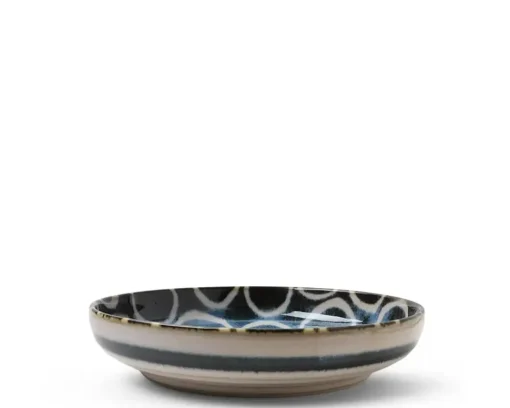 Rustic White Circles 7.75" Shallow Bowl