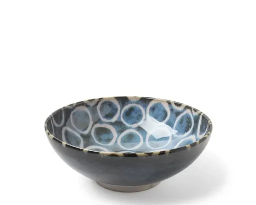 Rustic White Circles 8.5" Shallow Bowl