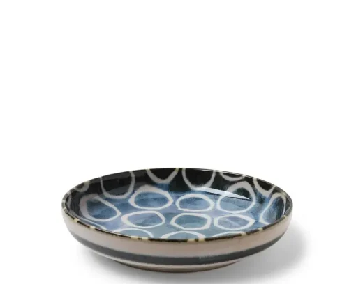 Rustic White Circles 7.75" Shallow Bowl