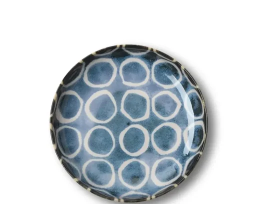Rustic White Circles 7.75" Shallow Bowl