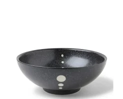 Satin Black White Dots 8-3/8" Bowl