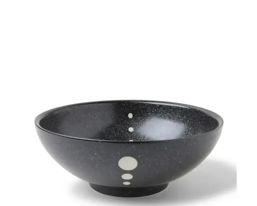Satin Black White Dots 8-3/8" Bowl