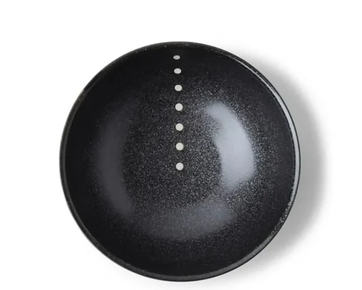 Satin Black White Dots 8-3/8" Bowl