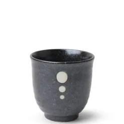 Satin Black White Dots Teacup