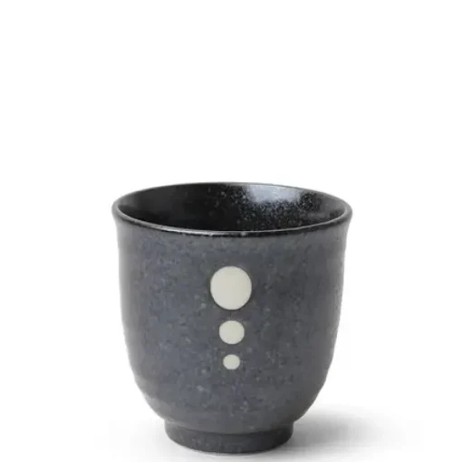 Satin Black White Dots Teacup