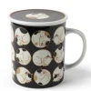 Sleepy Cat 8 Oz. Lidded Mug - Black