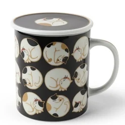 Sleepy Cat 8 Oz. Lidded Mug - Black
