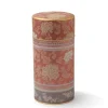 Tea Canister Brocade Peony Red