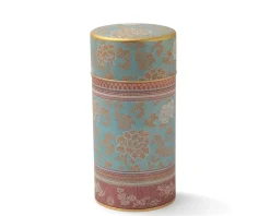 Tea Canister Brocade Peony Blue