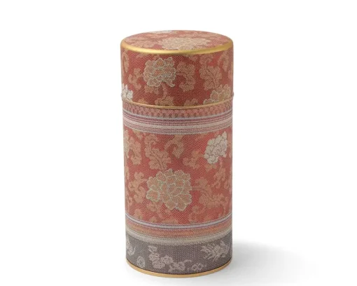 Tea Canister Brocade Peony Red