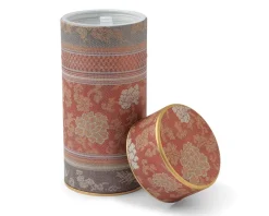 Tea Canister Brocade Peony Red