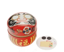 Tea Canister Red Daruma "Wishes"