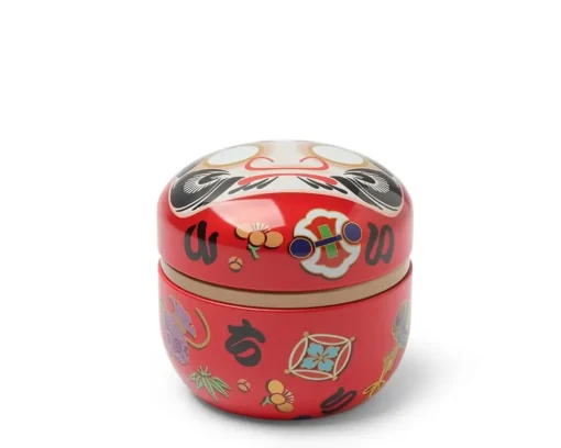 Tea Canister Red Daruma "Wishes"
