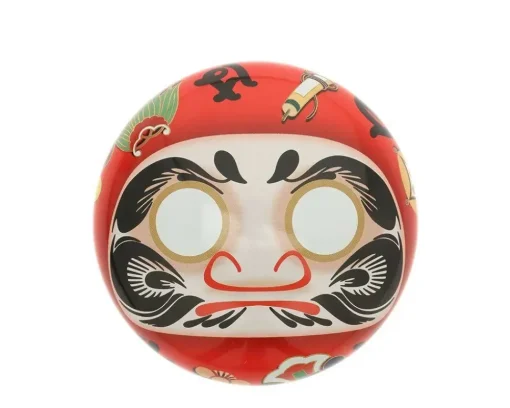Tea Canister Red Daruma "Wishes"
