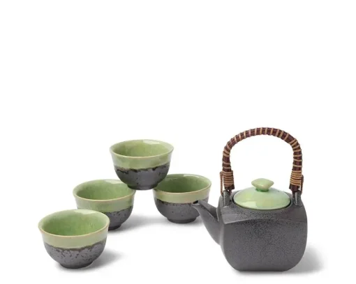 Tea Set Bronze/Jade Square