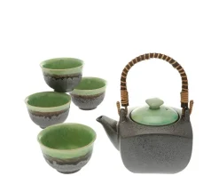 Tea Set Bronze/Jade Square