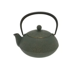 Teapot Cast Iron Bronze Waves