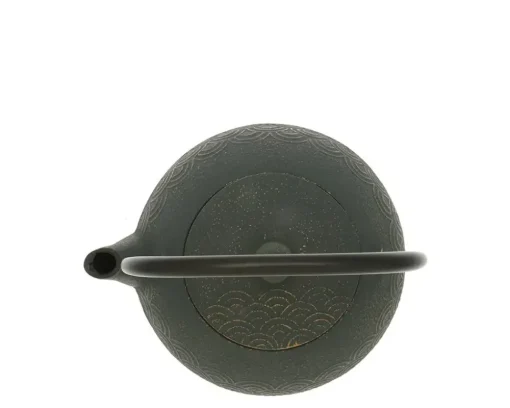 Teapot Cast Iron Bronze Waves