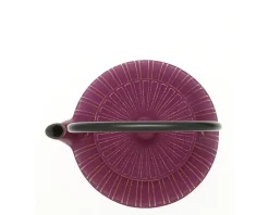 Teapot Cast Iron Gold Purple Chrysanthemum