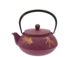 Teapot Cast Iron Purple Goldfish