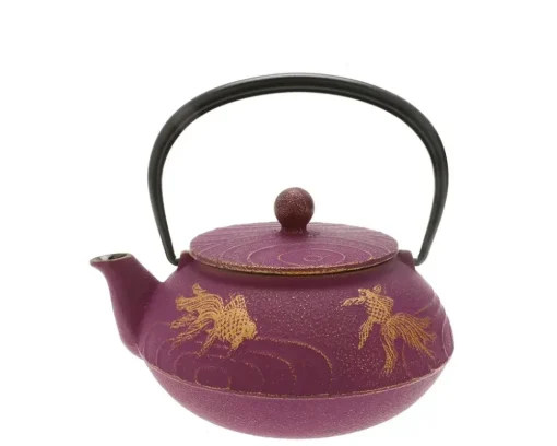 Teapot Cast Iron Purple Goldfish