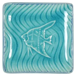 Turquoise Blue Fish 4.5" Sq. Plate
